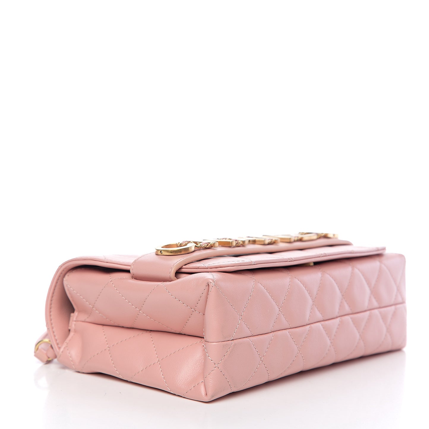 Calfskin Quilted Enchained Flap Light Pink