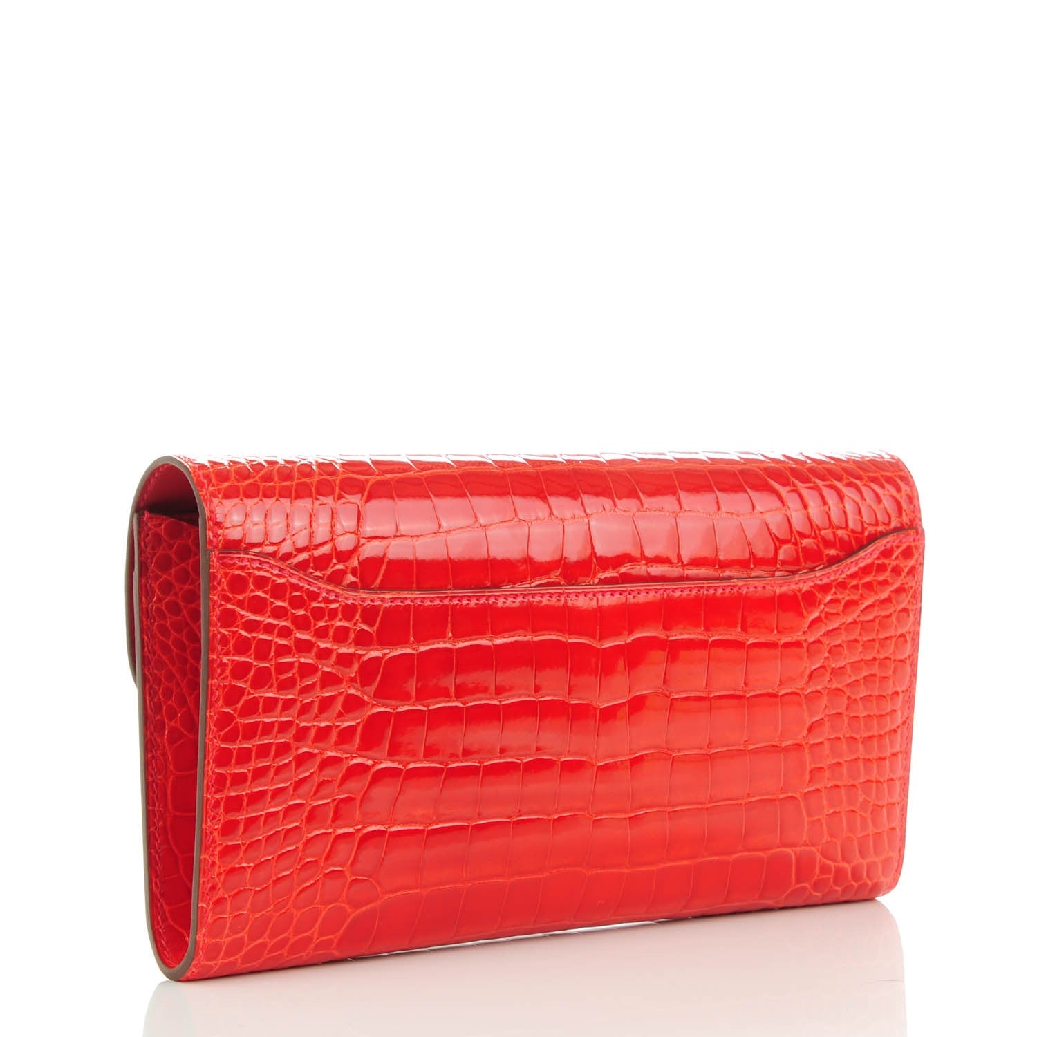 Hermes Shiny Alligator Constance Long Wallet Geranium 3 of 9