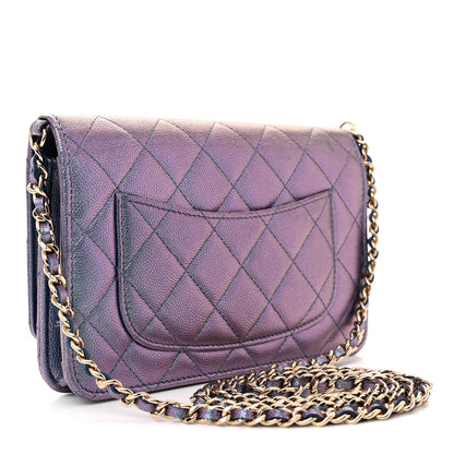 Chanel Iridescent Caviar Quilted Wallet on Chain WOC Dark Blue 3 of 16