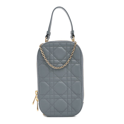 Christian Dior Lambskin Cannage Lady Dior Phone Holder Cloud Blue 1 of 10