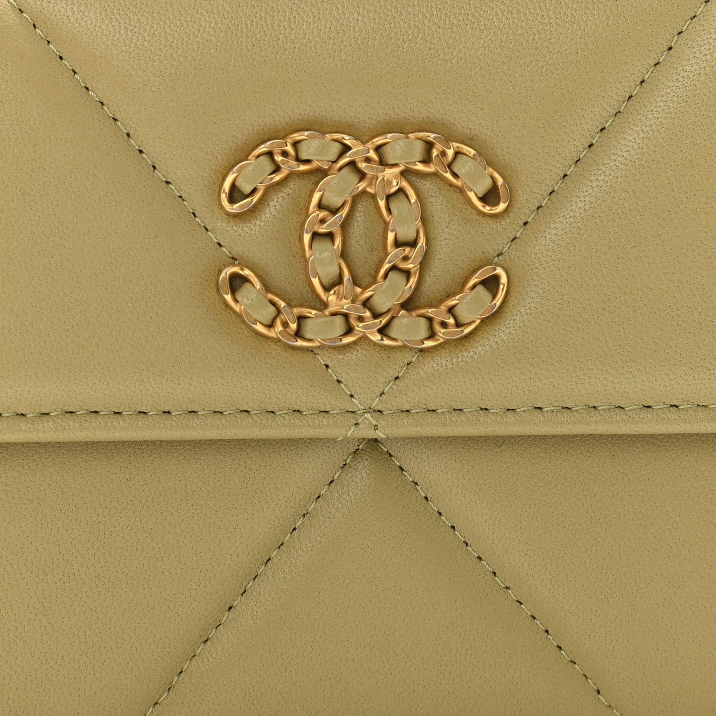 Lambskin Quilted Chanel 19 Flap Wallet Light Green