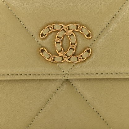 Chanel Lambskin Quilted Chanel 19 Flap Wallet Light Green 9 of 11