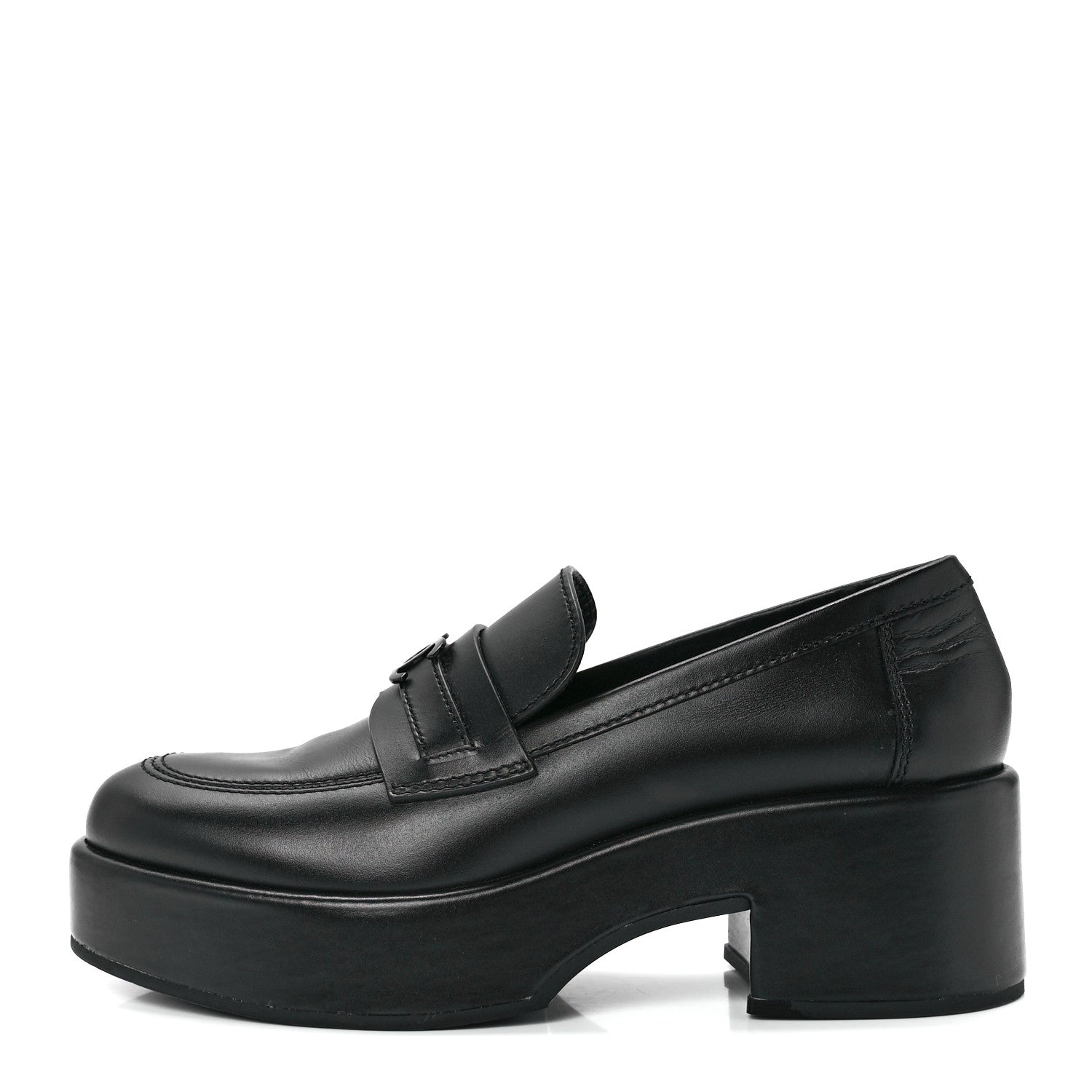 Chanel Calfskin CC Platform Loafers 38.5 Black 1 of 9
