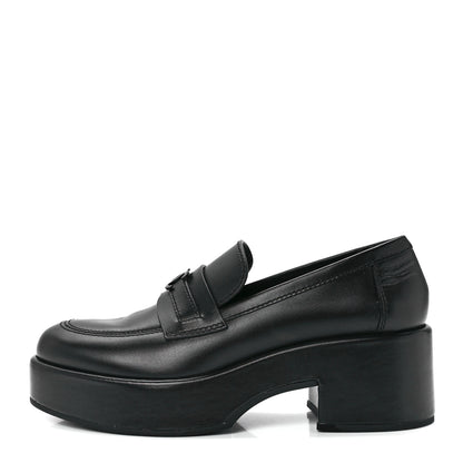 Chanel Calfskin CC Platform Loafers 38.5 Black 1 of 9