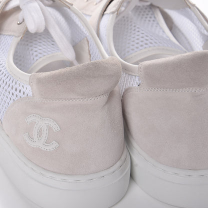 Chanel Fabric Mesh Suede Calfskin Sneakers 42 White 7 of 12