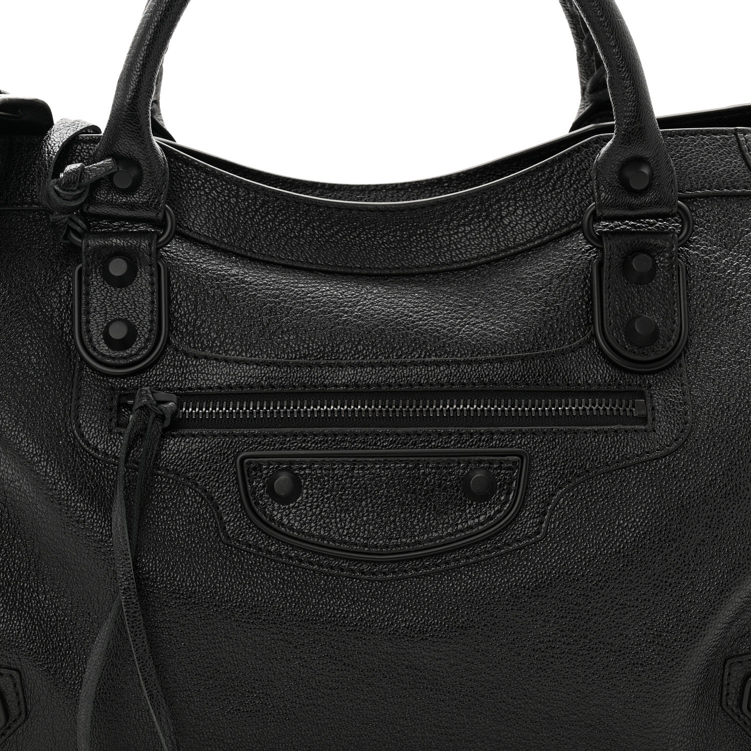 Balenciaga Shiny Grained Goatskin Black Metallic Edge City Black 9 of 11