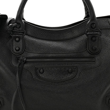 Balenciaga Shiny Grained Goatskin Black Metallic Edge City Black 9 of 11