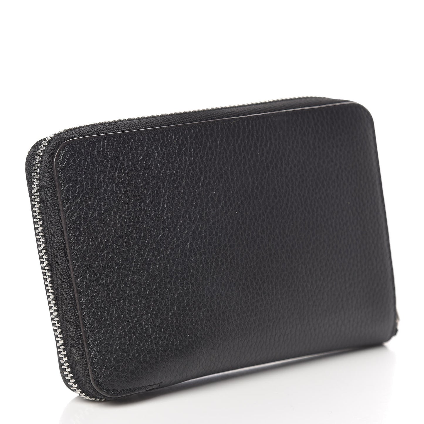 Drummed Calfskin Zip Around Multifunction Wallet Black Citron