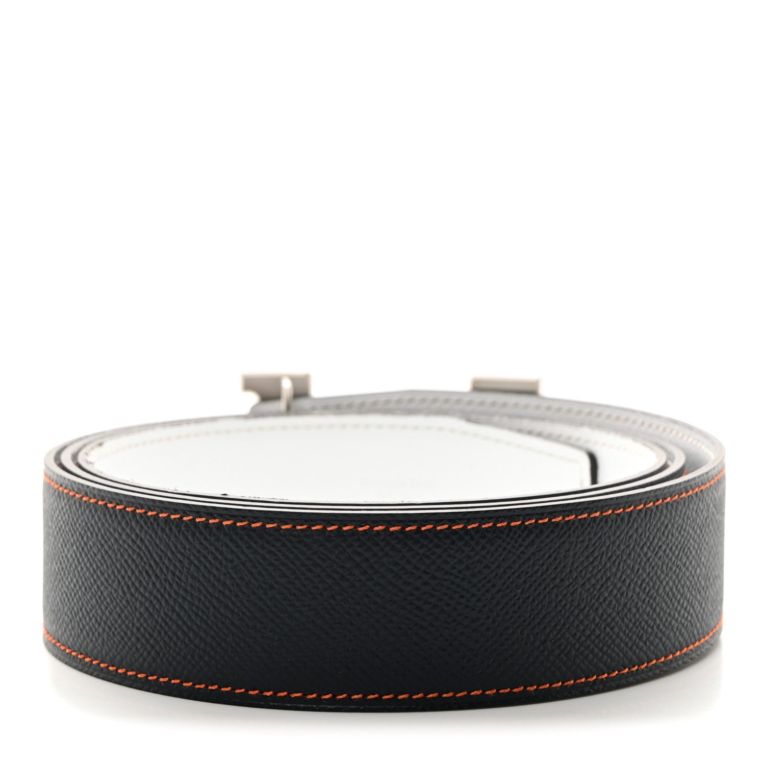 Hermes Epsom 38mm H Belt 110 Bleu Indigo White Orange 2 of 6