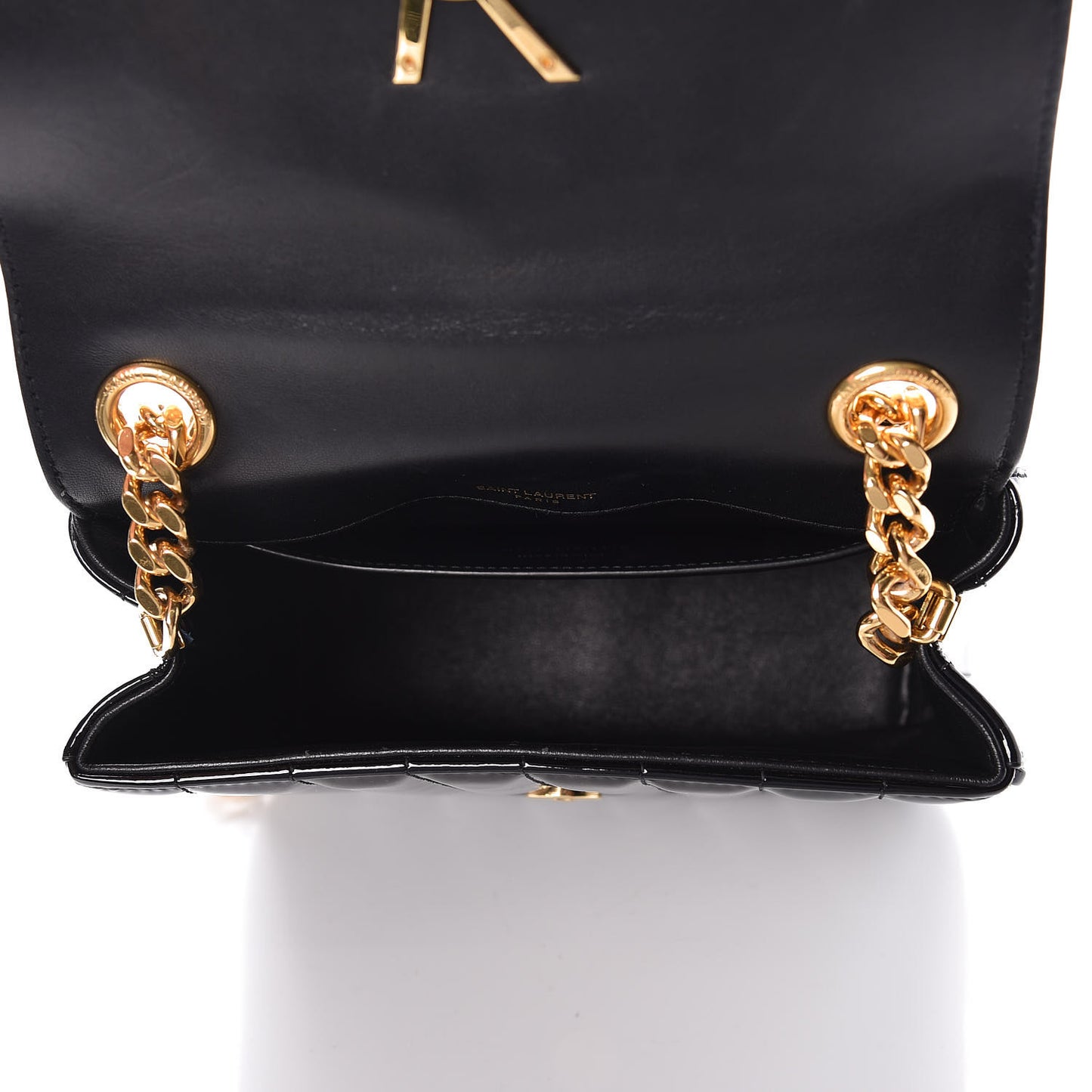Patent Calfskin Matelasse Monogram Medium Vicky Chain Bag Black