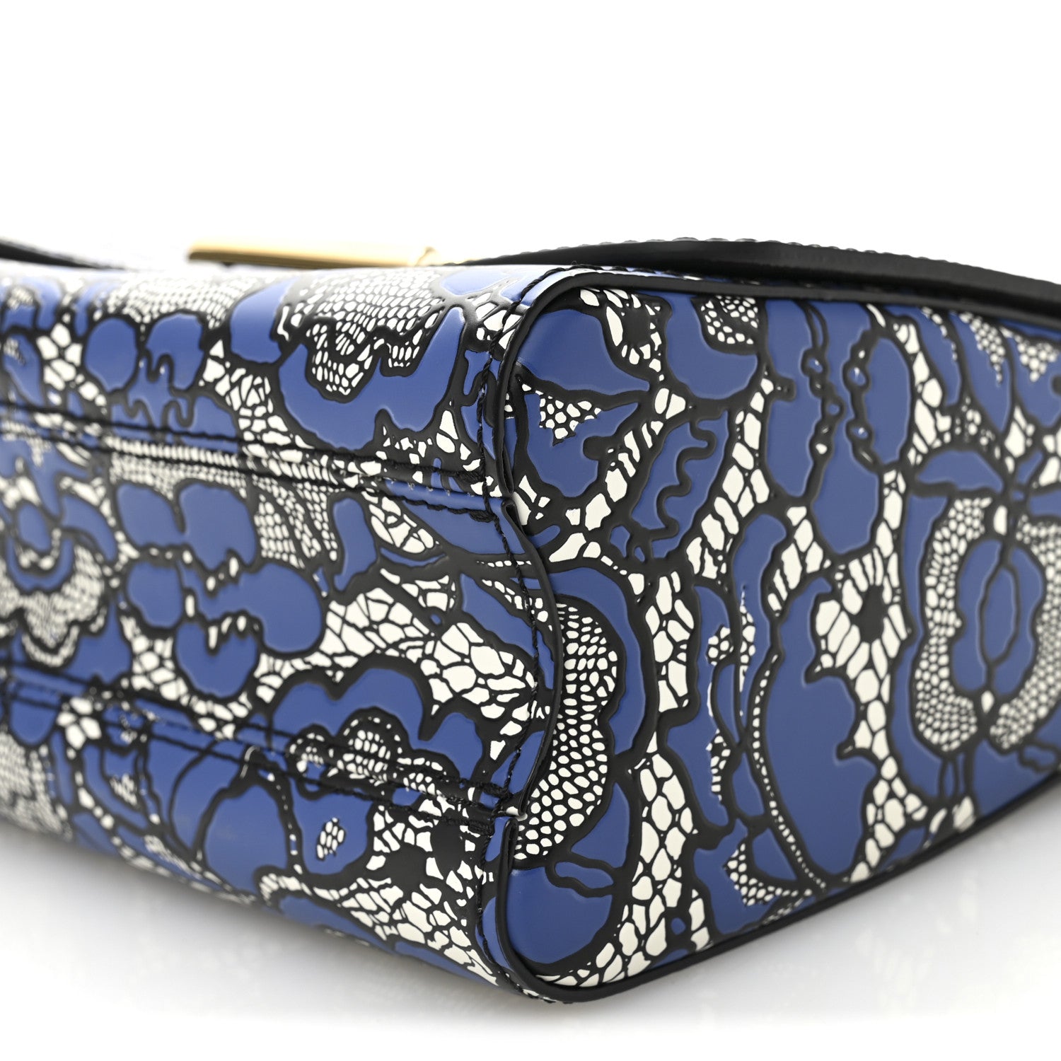Louis Vuitton Calfskin Lace Flower Inlay Twist Shoulder Bag MM Navy Black 10 of 11