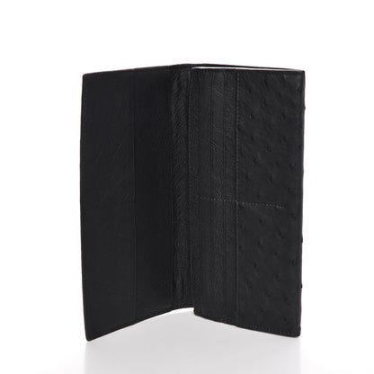 Bottega Veneta Ostrich Intrecciato Flap Wallet Black 5 of 8