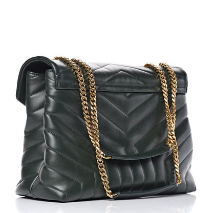 Saint Laurent Calfskin Y Quilted Monogram Medium Loulou Chain Satchel Olive 3 of 12