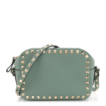 Valentino Garavani Pebbled Calfskin Rockstud Camera Crossbody Bag Green 1 of 11