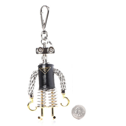 Prada Saffiano Robot Edward Hook Trick Keychain 2 of 5