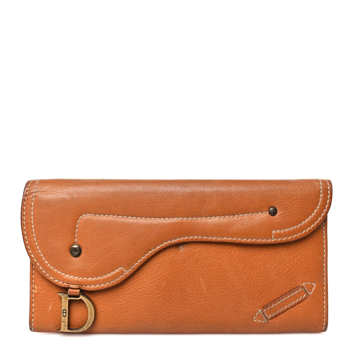 Christian Dior Calfskin Saddle Wallet Brown 1 of 15