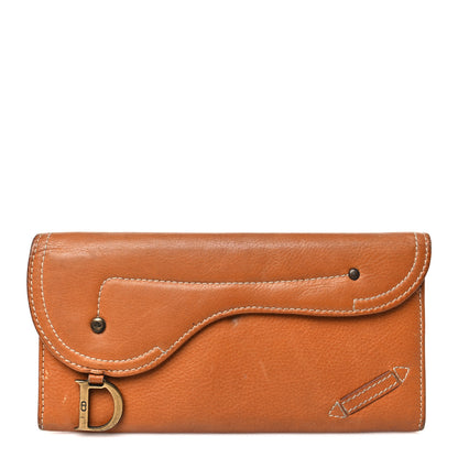 Christian Dior Calfskin Saddle Wallet Brown 1 of 15