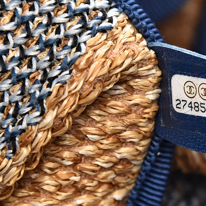 Chanel Mixed Fibers Large Maxi Shopping Bag Blue Beige 7 of 11