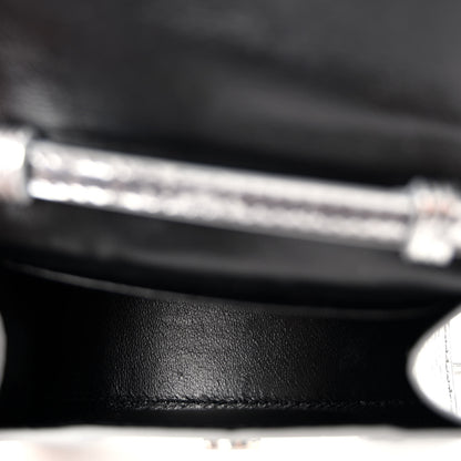 Balenciaga Metallic Calfskin Crocodile Embossed Hourglass Top Handle Bag Mini Silver 5 of 9