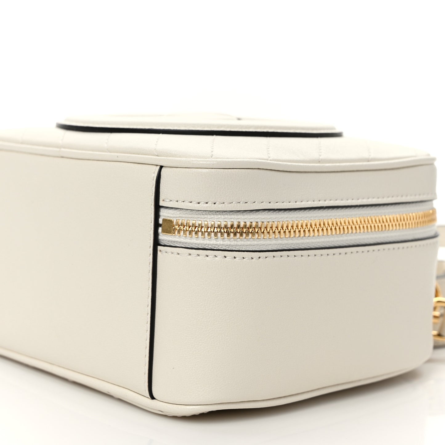 Sakai Be Green Calfskin Diagonal Stitched Blondie Top Handle Bag Mystic White