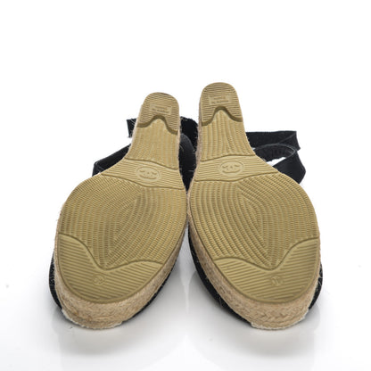 Chanel Canvas Espadrille Flower Wedges 40 Black 5 of 9
