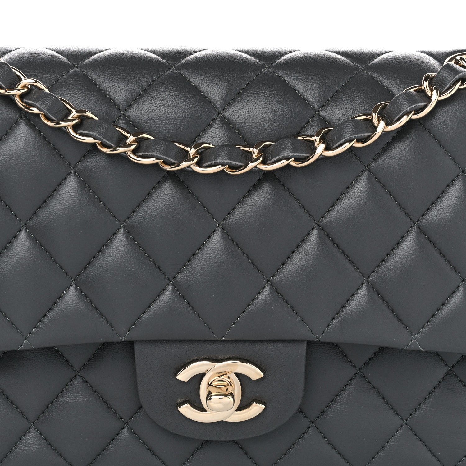Chanel Lambskin Quilted Medium Double Flap Dark Grey 8 of 11