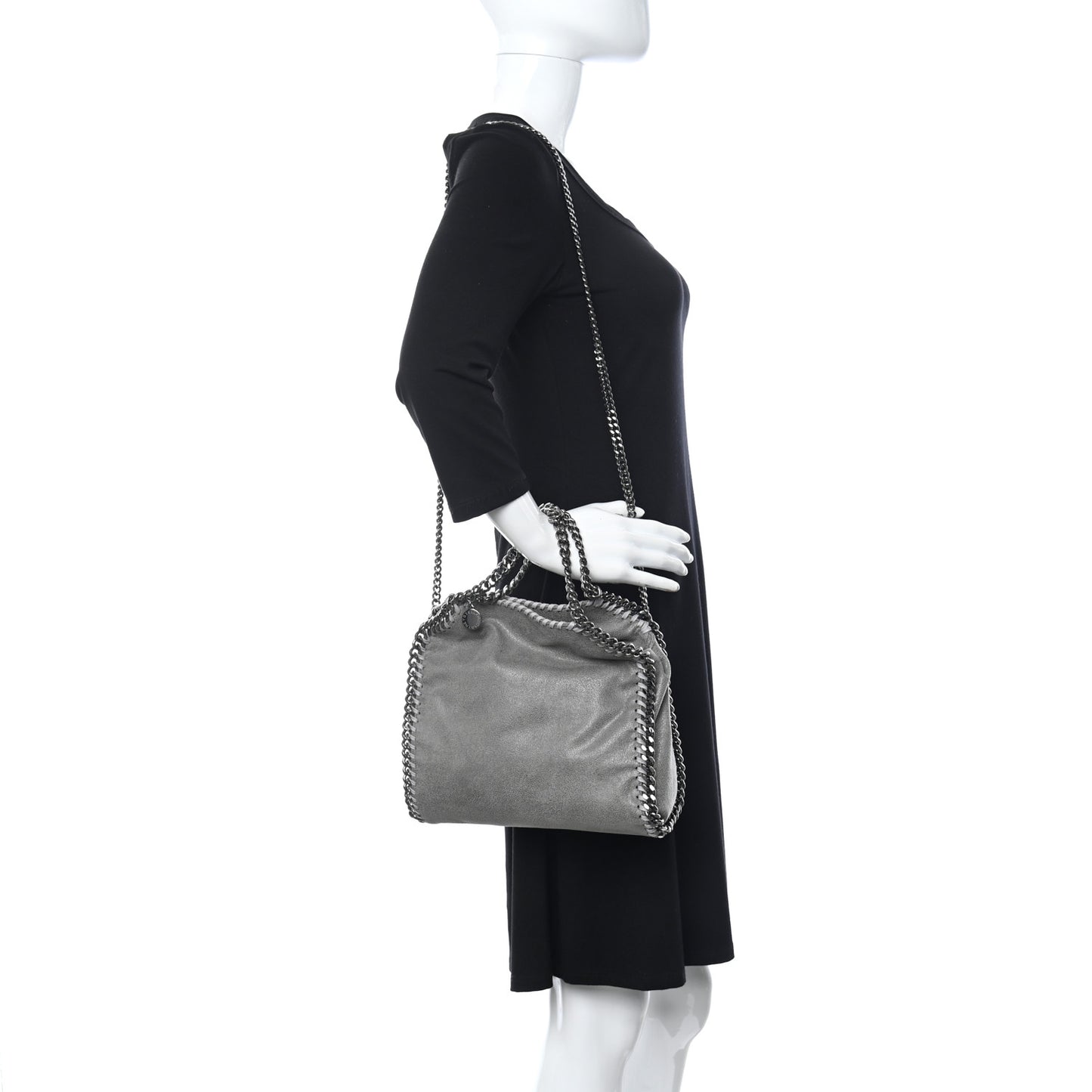 Shaggy Deer Mini Falabella Fold Over Tote Light Grey