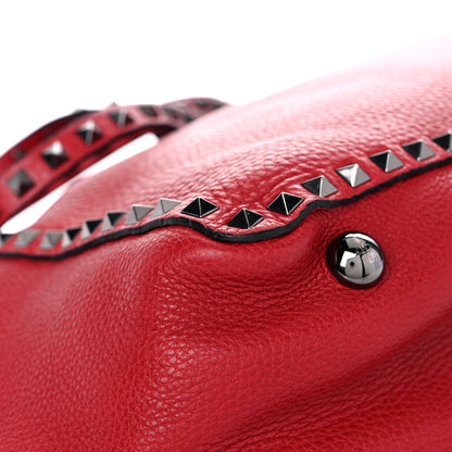 Valentino Garavani Pebbled Calfskin Medium Rockstud Tote Rosso Valentino 4 of 14
