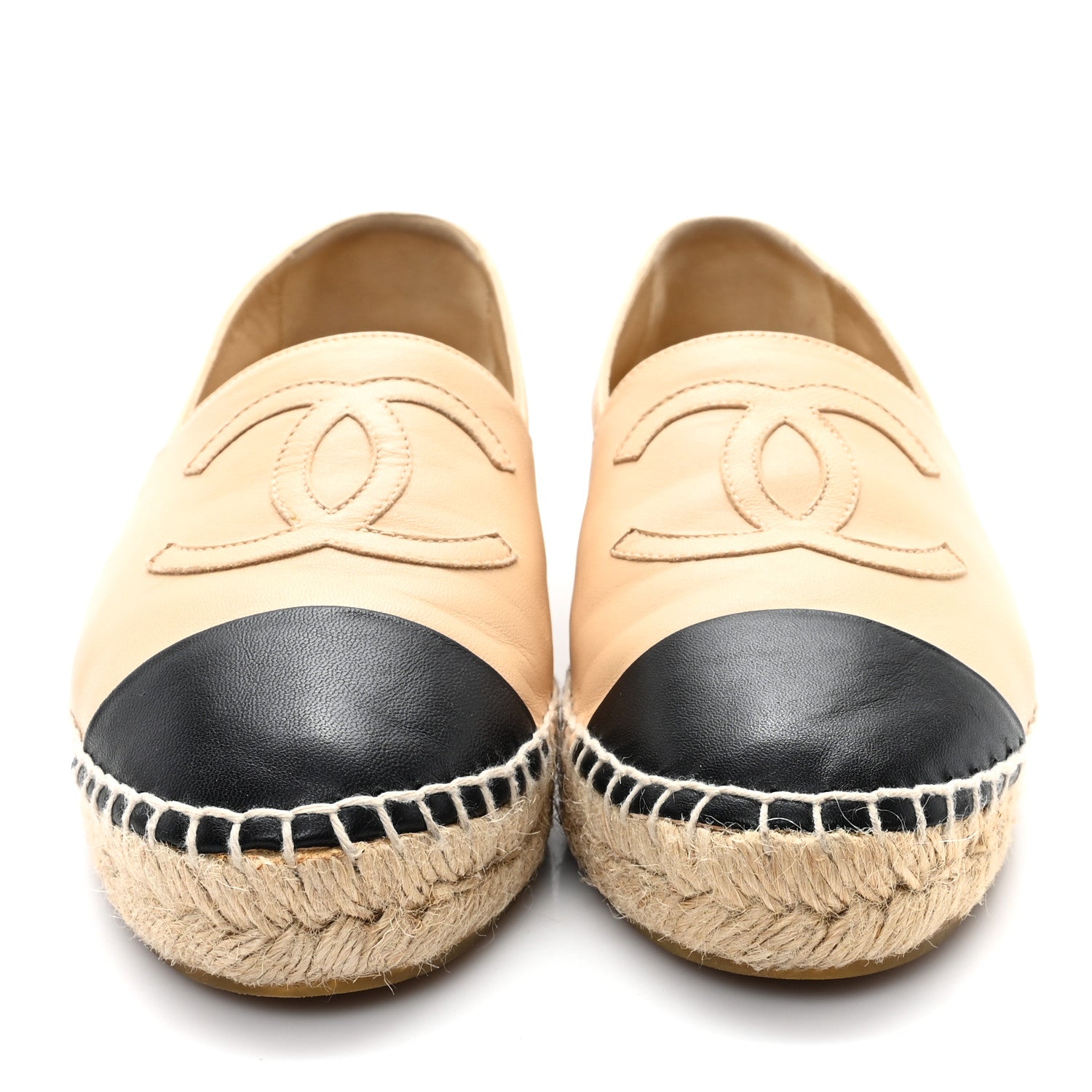 Chanel Lambskin CC Espadrilles 38 Beige Black 3 of 11