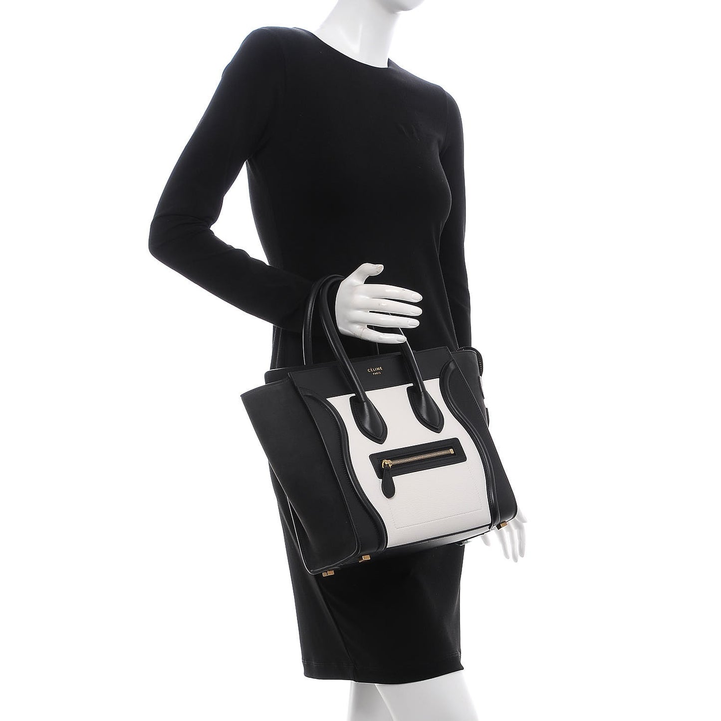 Baby Grained Calfskin Tri-color Micro Luggage White Liquorice