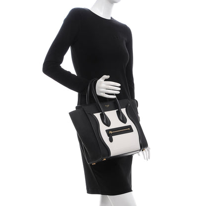 Celine Baby Grained Calfskin Tri-color Micro Luggage White Liquorice 2 of 13