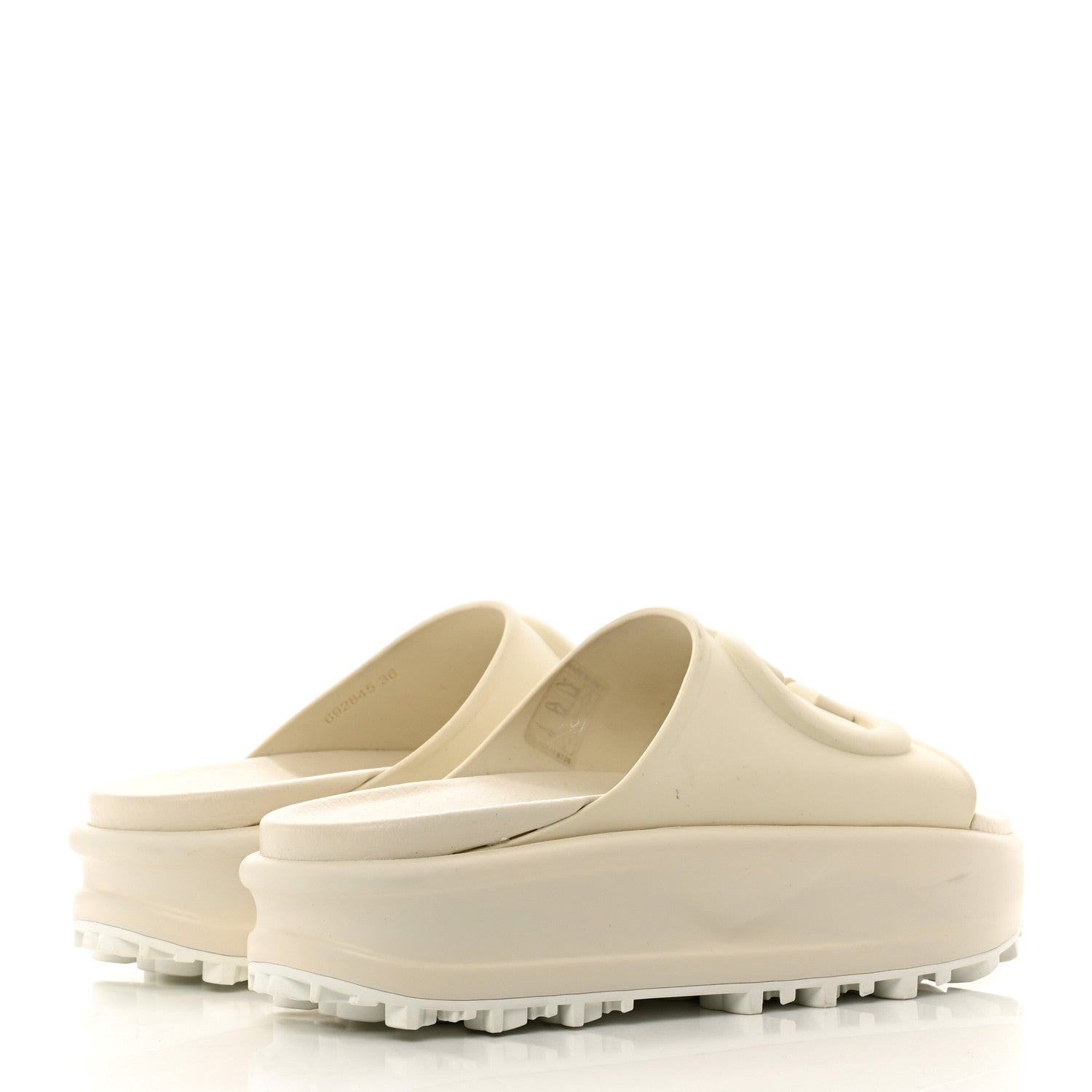 Gucci Soft Rubber Womens Interlocking G Platform 42mm Slide Sandals 36 Off White 4 of 7