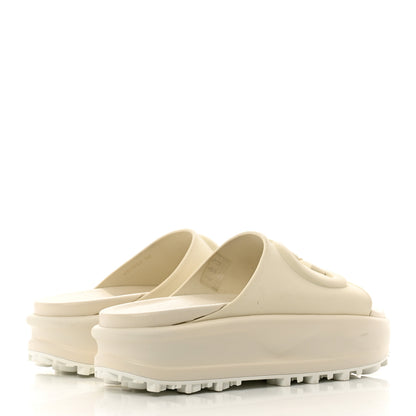 Gucci Soft Rubber Womens Interlocking G Platform 42mm Slide Sandals 36 Off White 4 of 7