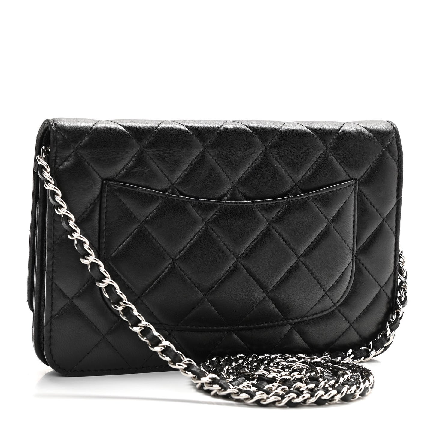 Lambskin Quilted Wallet On Chain WOC Black