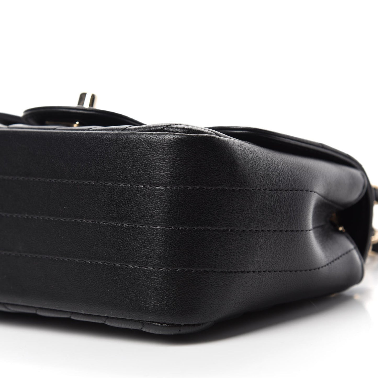 Lambskin Chevron Quilted Mini Square Flap Black