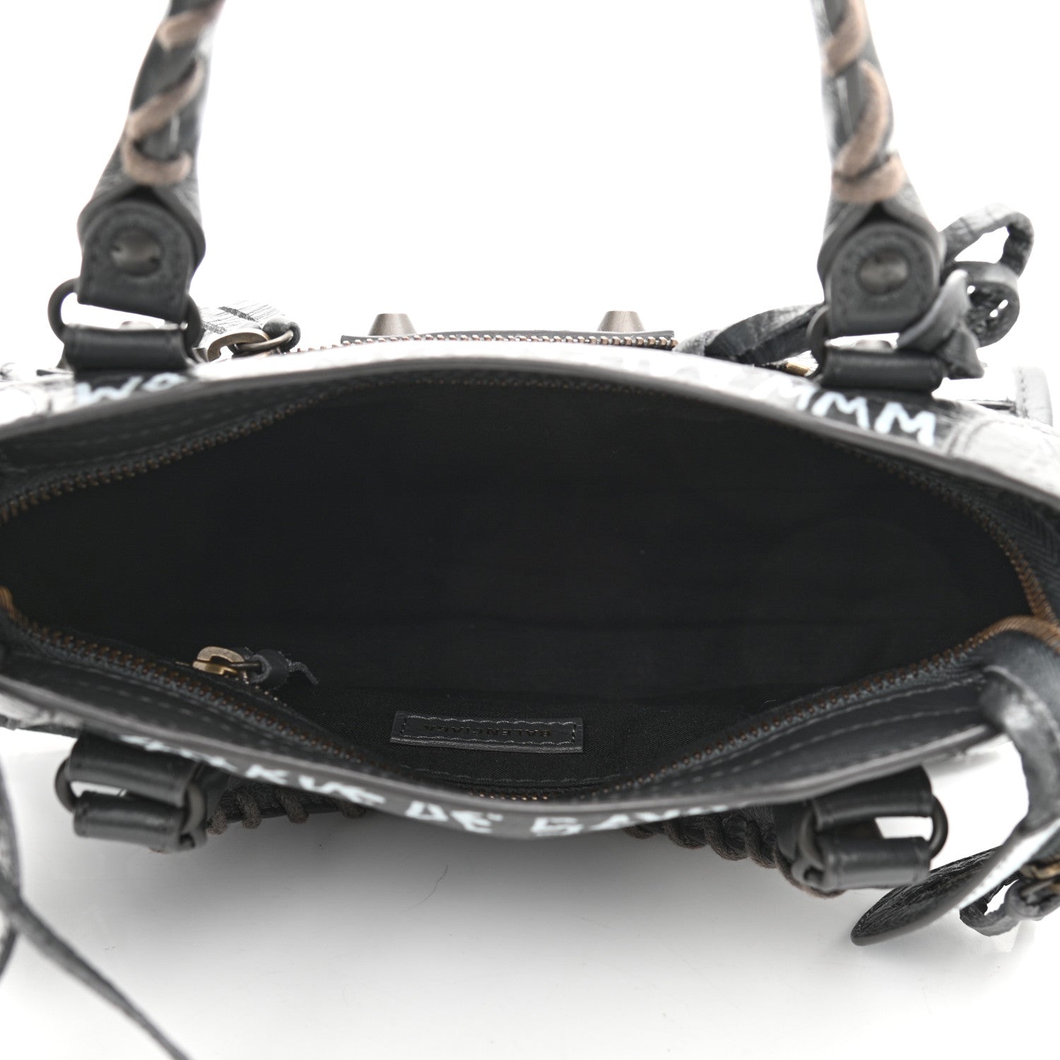 Balenciaga Agneau Arena Graffiti All Over Classic Hardware Mini City Gris Fossile White 5 of 10