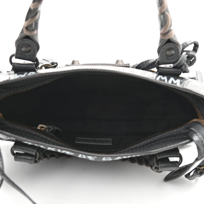 Balenciaga Agneau Arena Graffiti All Over Classic Hardware Mini City Gris Fossile White 5 of 10