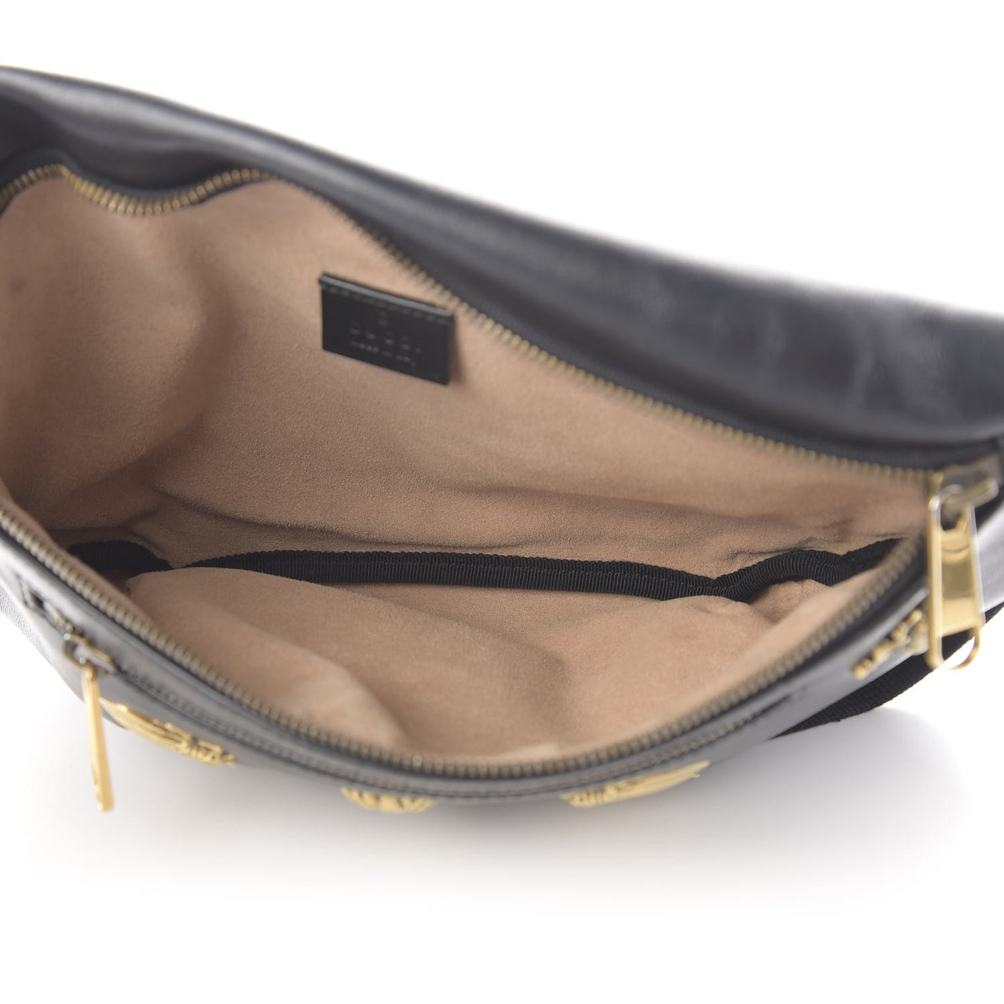 Calfskin Animal Studs Belt Bag Black