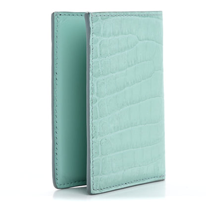 Tom Ford Calfskin Crocodile Embossed Bi-Fold Card Case Pastel Turquoise 3 of 11