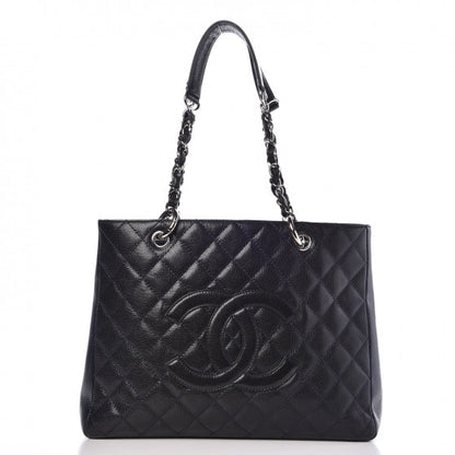 Chanel Caviar Quilted Grand Shopping Tote GST Dark Navy Blue 1 of 14
