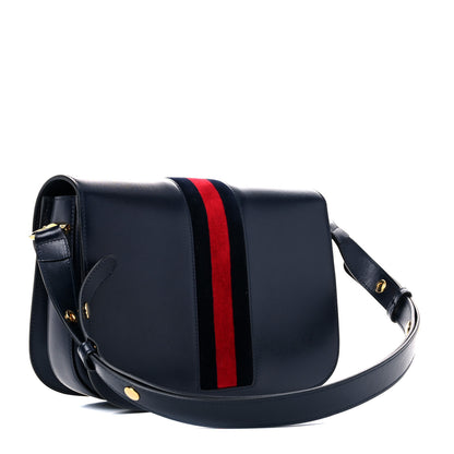 Gucci Calfskin Web Horsebit 1955 Shoulder Bag Blue 3 of 19
