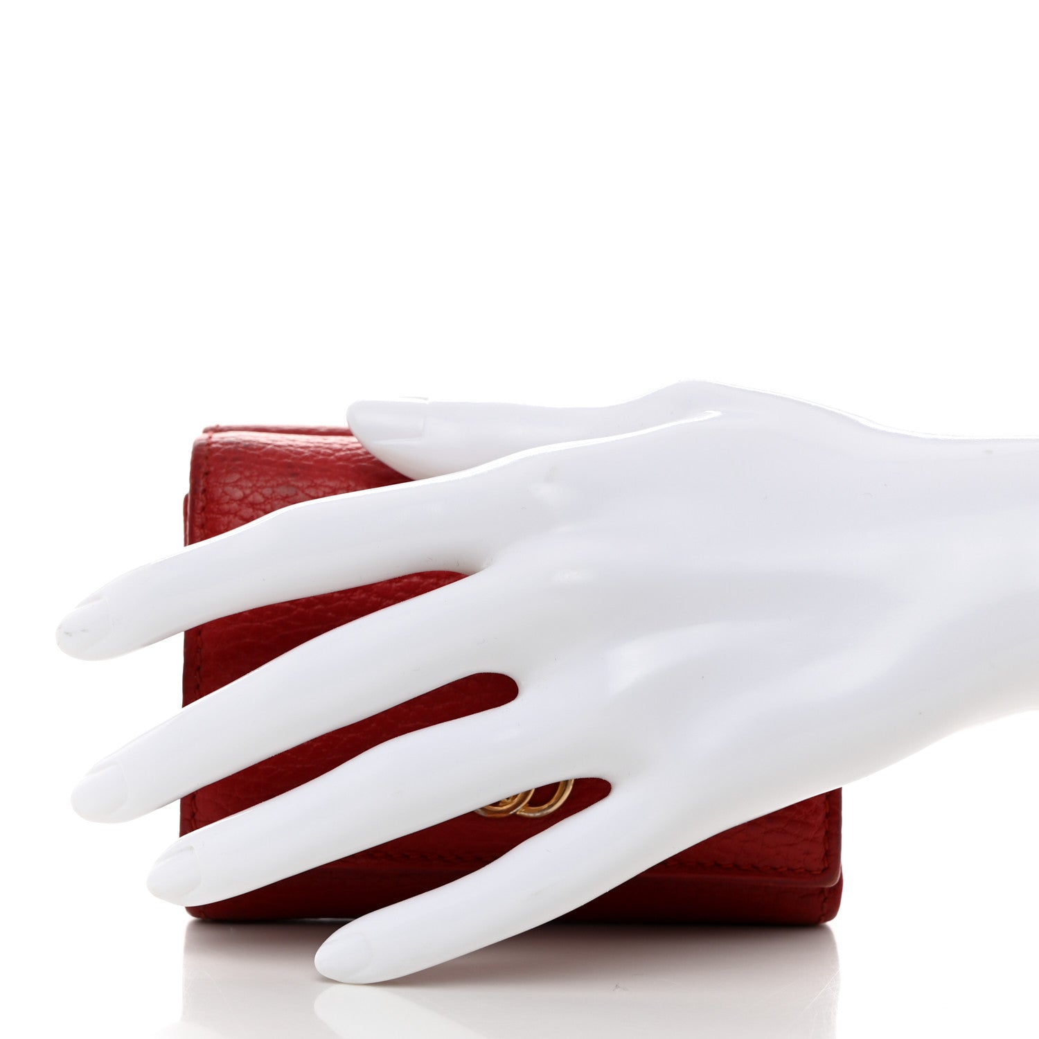 Gucci Dollar Calfskin GG Marmont Wallet Hibiscus Red 2 of 13