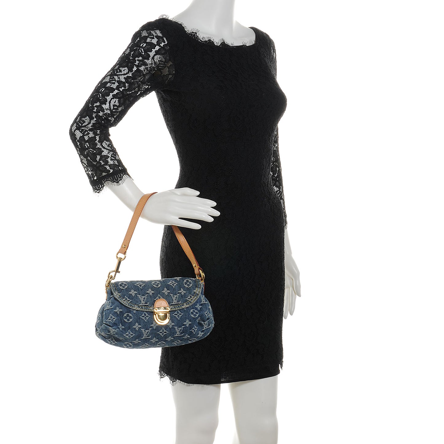 Monogram Denim Mini Pleaty Blue