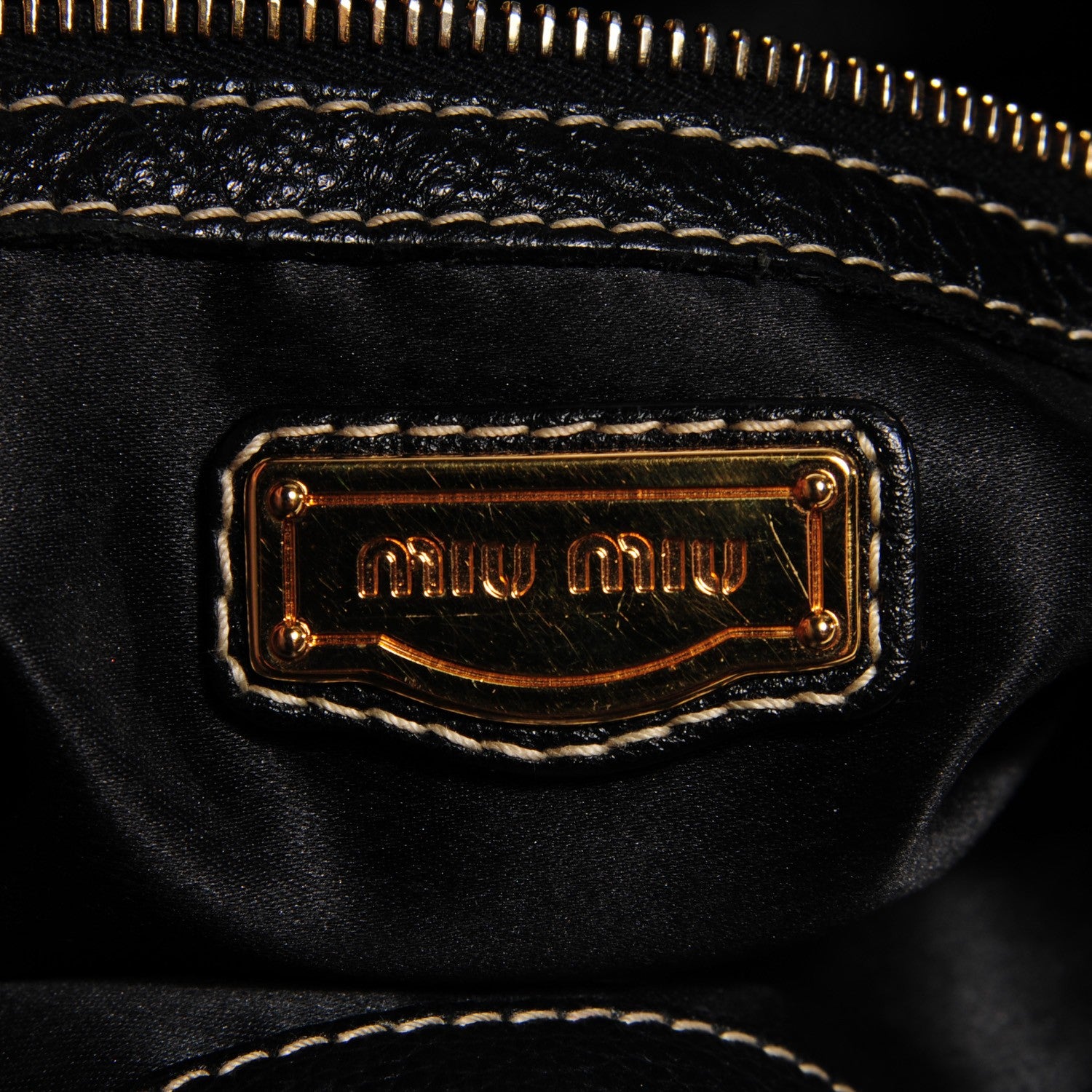 Miu Miu Leather Medium Bamboo Handle Shoulder Bag Black 7 of 9