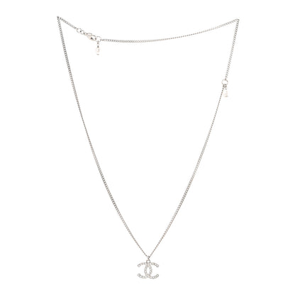 Chanel Crystal Pearl CC Pendant Necklace Silver 3 of 5