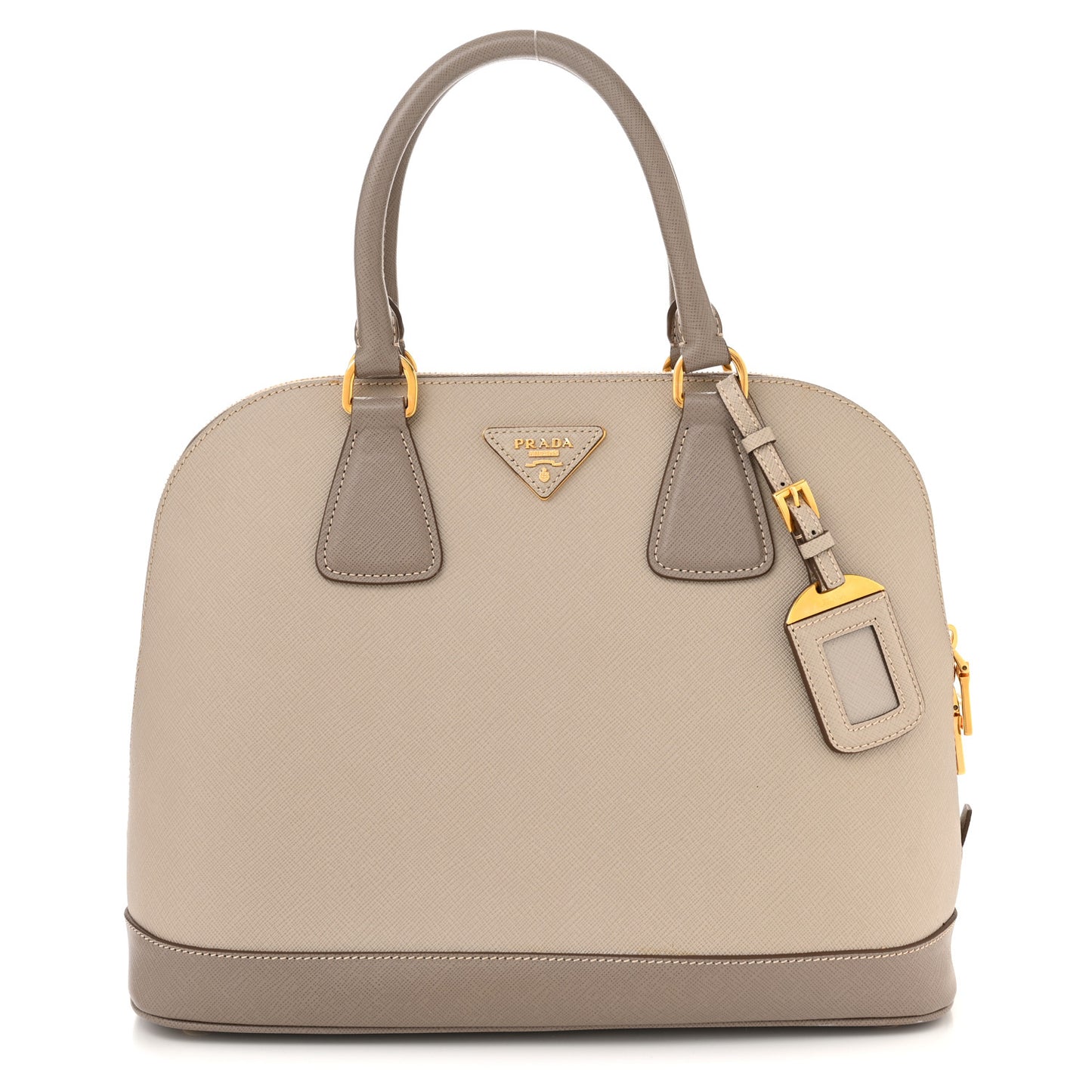 Saffiano Lux Bi-Color Promenade Dome Tote Pomice Argilla