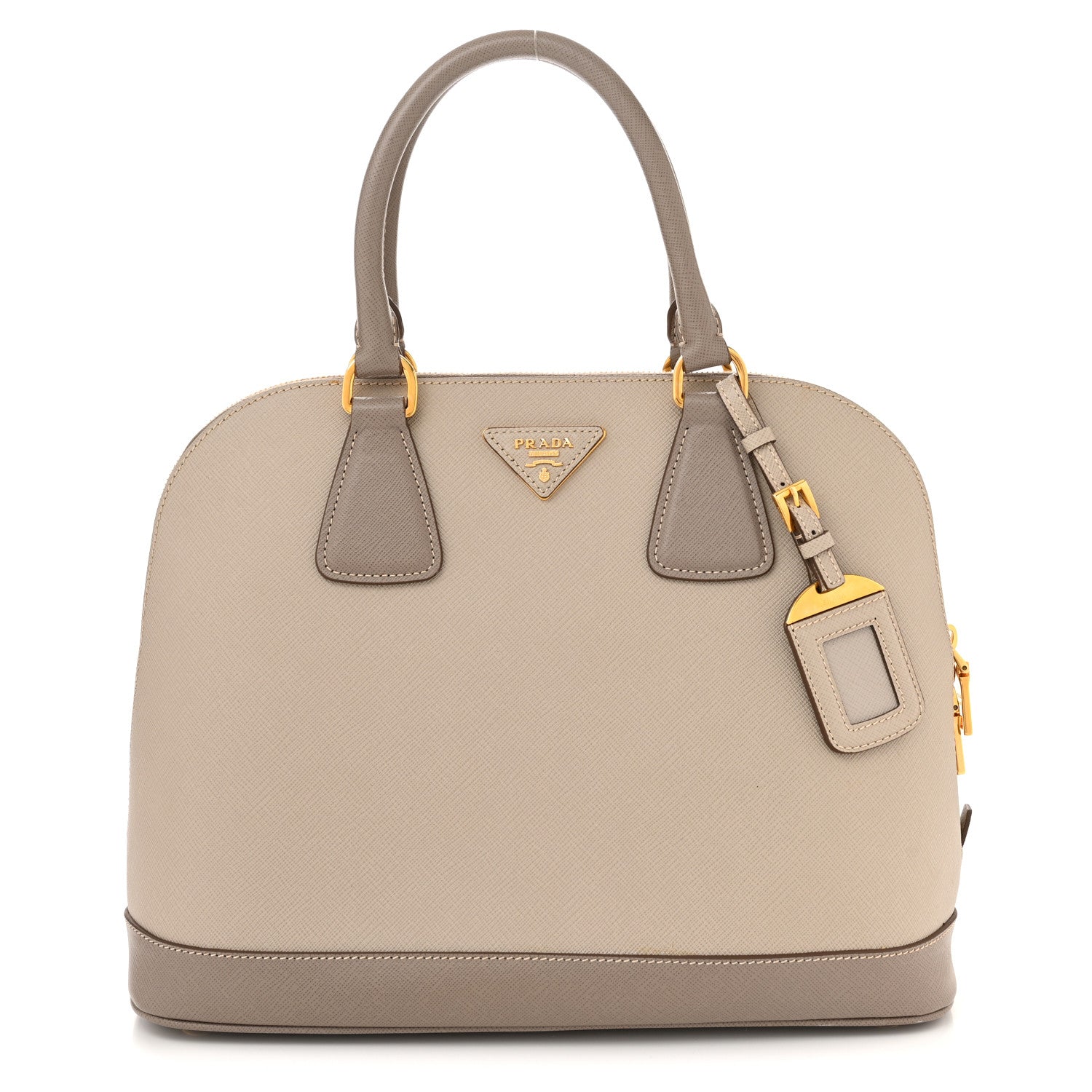 Prada Saffiano Lux Bi-Color Promenade Dome Tote Pomice Argilla 1 of 14