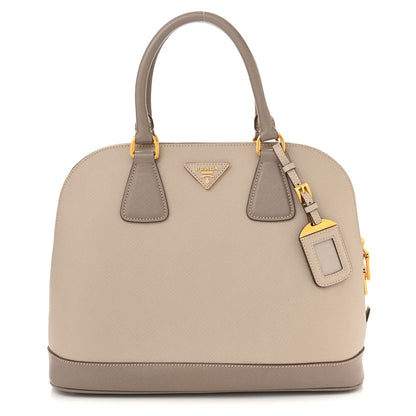 Prada Saffiano Lux Bi-Color Promenade Dome Tote Pomice Argilla 1 of 14