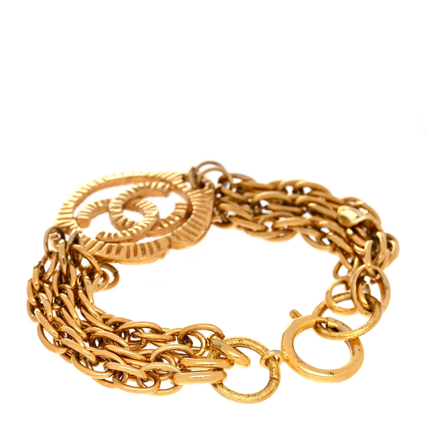 Multistrand Chain CC Bracelet Gold