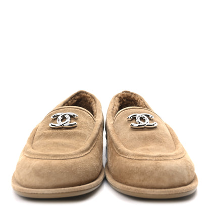 Chanel Suede Calfskin CC Loafers 38 Dark Beige 3 of 9